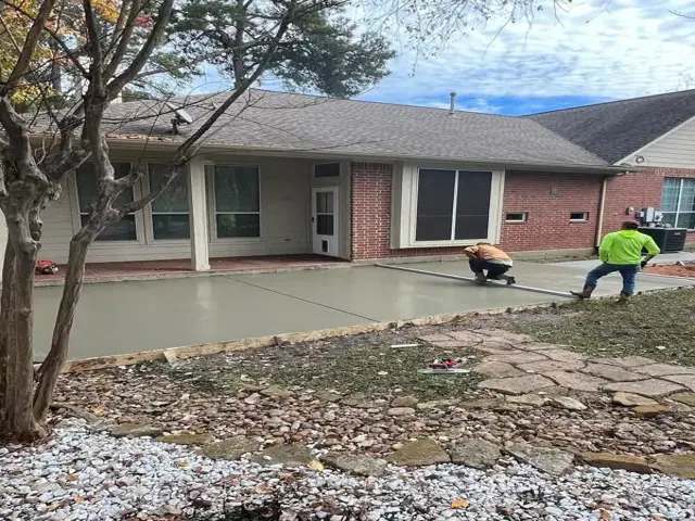 Contractors doing driveway installation.