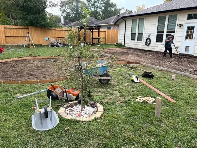 Preparing to pour concrete patio